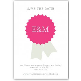 ribbon save the date hot pink